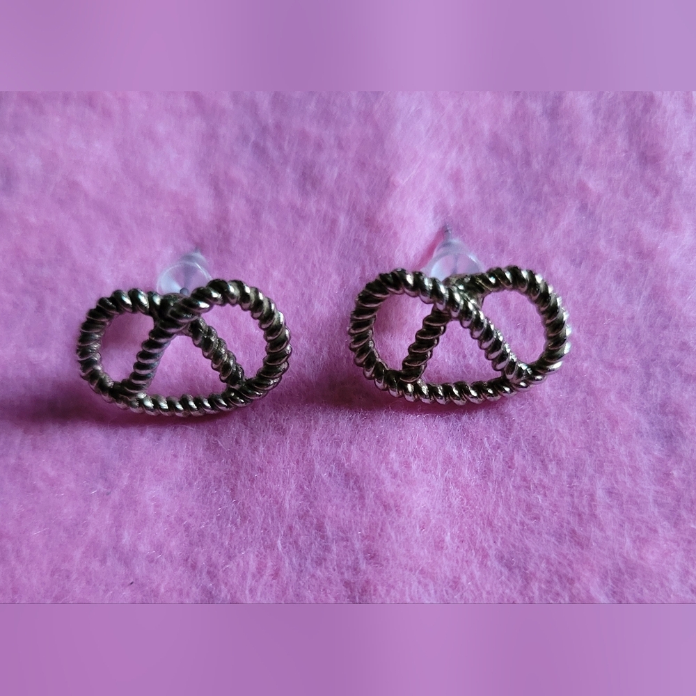 Twisted Silver Knot Pierced Earnings
